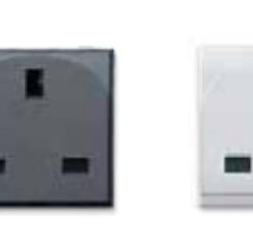 مقبس نظام بريطاني 2P+E 13A 250V ,محمي ,وحدتان